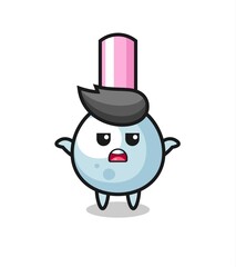 cotton bud mascot character saying I do not know