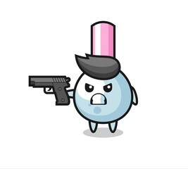the cute cotton bud character shoot with a gun
