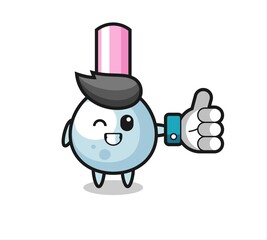 cute cotton bud with social media thumbs up symbol