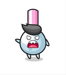 cute cotton bud cartoon in a very angry pose