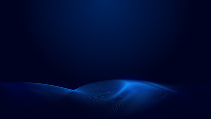 Dot blue wave light screen gradient texture background. Abstract ai technology big data digital background. 3d rendering.