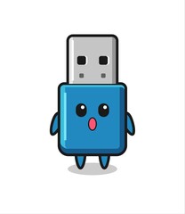 the amazed expression of the flash drive usb cartoon