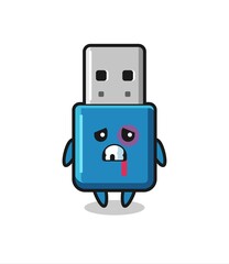 injured flash drive usb character with a bruised face