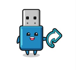 Fototapeta premium cute flash drive usb hold social media share symbol