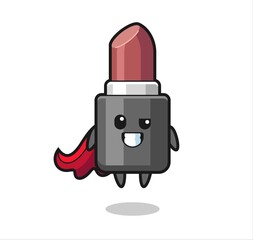 the cute lipstick character as a flying superhero