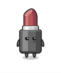 cute lipstick character with suspicious expression