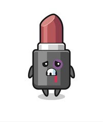 injured lipstick character with a bruised face