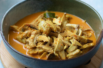 Young Coconut Curry with Chicken or Kaeng Kai Kala, a traditional Thai dish.