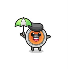 cute loudspeaker illustration holding an umbrella
