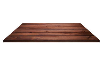 Wooden tabletop on white background. Empty Brown wood table with clipping path
