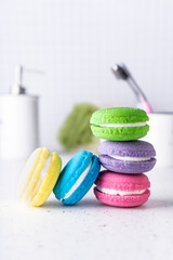 spa treatment. bath bombs in the form of colored cakes. with aromatic oils. bright delicate colors