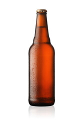 full brown bottle of beer