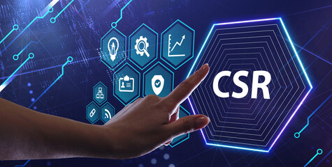 CSR abbreviation, modern technology concept. Business, Technology, Internet and network concept.
