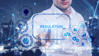 Business, Technology, Internet and network concept. Regulation Compliance Rules Law Standard
