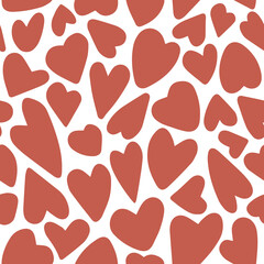 Seamless pattern cartoon hand drawn hearts perfect for Valentines Day greeting cards, wedding invites.