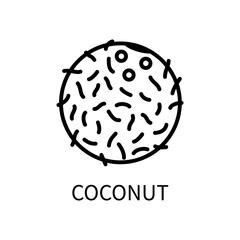 Icon Of The Coconut Line In A Simple Style. Vector sign in a simple style isolated on a white background. Original size 64x64 pixels.