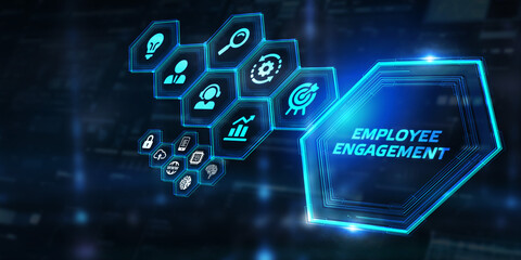 Business, Technology, Internet and network concept.  virtual screen of the future and sees the inscription: Employee engagement