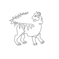 The tiger is drawn with one line. Symbol of 2022. A predatory animal.