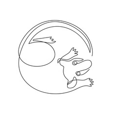 he rat is drawn with one line. Continuous line. Chinese zodiac symbol of the year of the rat.