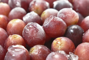 close up red grape frozen arranging background and texture