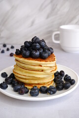 Pancakes with blueberries. Berries. American pancakes.