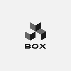 Abstract Triple Cube Box Logo Design Template