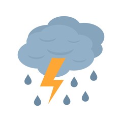 Thunderstorm cloud icon flat isolated vector