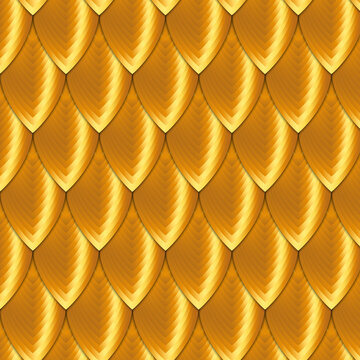 Abstract gold dragon scale pattern background. Vector dragon skin.