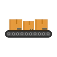 Parcel assembly line icon flat isolated vector