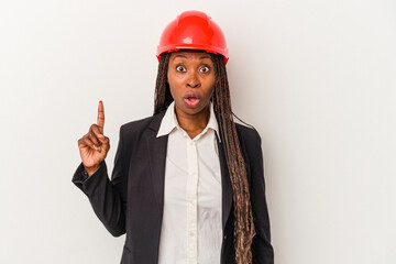 Young african american architect woman isolated on white background having some great idea, concept of creativity.