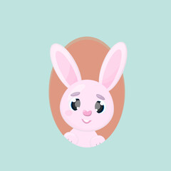 Easter cute bunny in the Easter egg Isolated vector illustrations on blue background