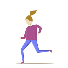Adult girl running in sports uniform vector illustration sports concept