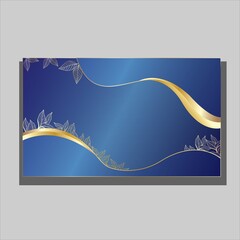Abstract blue Vector background with gold leaf and frame