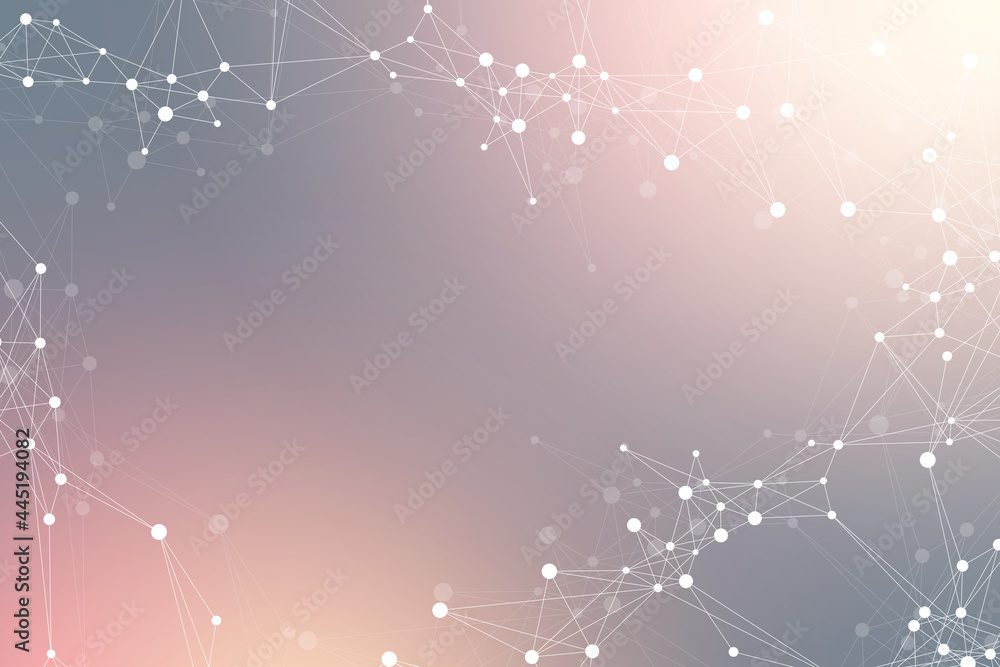 Aufkleber Geometric graphic background molecule and communication. Big data complex with compounds. Lines plexus, minimal array. Digital data visualization. Scientific cybernetic illustration.