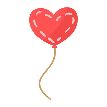 Balloon heart shape pink in flat style. Vector style flat
