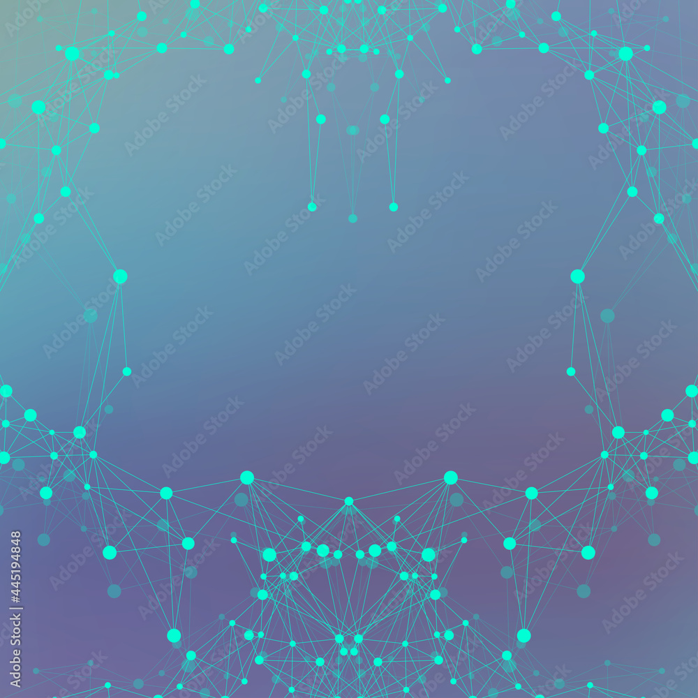 Fototapete Geometric graphic background molecule and communication. Big data complex with compounds. Lines plexus, minimal array. Digital data visualization. Scientific cybernetic illustration.