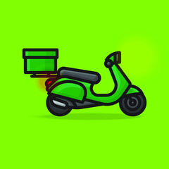 Delivery bike. green bike. biker. Flat icon design
