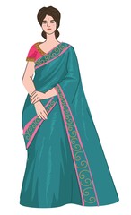 Indian woman wearing saree dress, ethnic clothes
