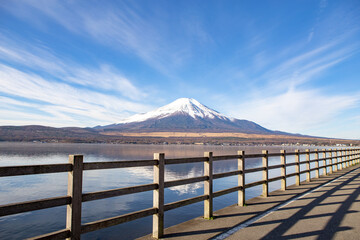 Fuji mountain with reflect in lake.
