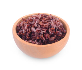 top view rice in bowl isolated on white background