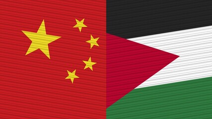 Jordan and China Two Half Flags Together Fabric Texture Illustration