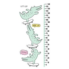 Nettes gezeichnetes Krokodil der Karikatur Hand. Vektor-Illustration mit Charakter-Silhouette-Alligator. Krokodil auf Skateboard © NadezdaBarkova