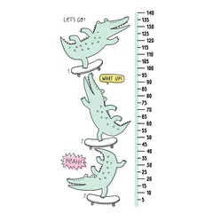 Nettes gezeichnetes Krokodil der Karikatur Hand. Vektor-Illustration mit Charakter-Silhouette-Alligator. Krokodil auf Skateboard © NadezdaBarkova