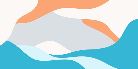 set of abstract shapes lines of blue cyan grey and orange colors hand drawn digital illustration