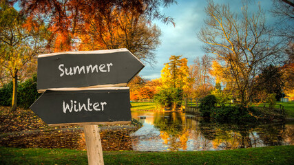 Street Sign to Summer versus Winter