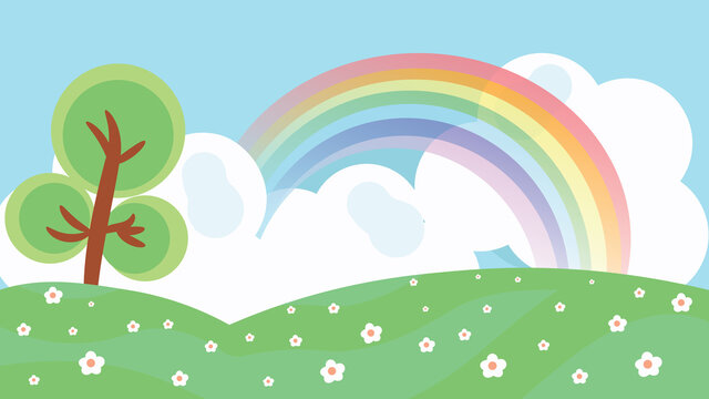 Cute Rainbow landscape vector for background