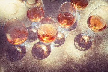 wine in glasses