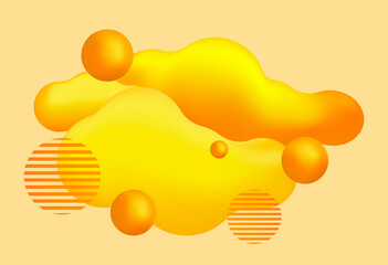 Yellow background for landing page with 3d abstract figures.
