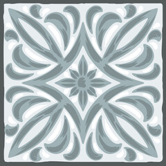 Portuguese azulejo ceramic tile pattern. Mediterranean traditional ornament. Italian pottery or spanish majolica.