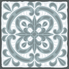 Portuguese azulejo ceramic tile pattern. Mediterranean traditional ornament. Italian pottery or spanish majolica.
